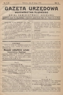 Gazeta Urzędowa Województwa Śląskiego. Dział Administracji Szkolnej. 1933, nr 7 (2)