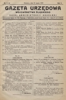 Gazeta Urzędowa Województwa Śląskiego. Dział Administracji Szkolnej. 1933, nr 11 (3)