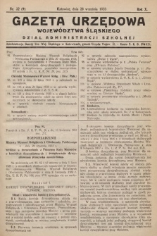Gazeta Urzędowa Województwa Śląskiego. Dział Administracji Szkolnej. 1933, nr 32 (9)