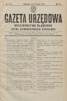 Gazeta Urzędowa Województwa Śląskiego. Dział Administracji Szkolnej. 1934, nr 5 (2)