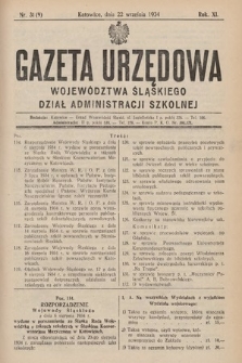 Gazeta Urzędowa Województwa Śląskiego. Dział Administracji Szkolnej. 1934, nr 31 (9)