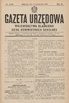 Gazeta Urzędowa Województwa Śląskiego. Dział Administracji Szkolnej. 1934, nr 33 (10)