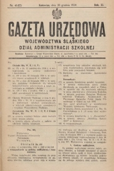 Gazeta Urzędowa Województwa Śląskiego. Dział Administracji Szkolnej. 1934, nr 41 (12)