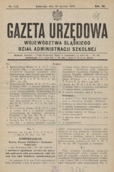 Gazeta Urzędowa Województwa Śląskiego. Dział Administracji Szkolnej. 1935, nr 1 (3)