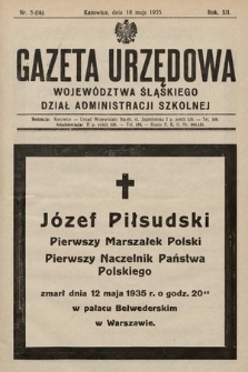 Gazeta Urzędowa Województwa Śląskiego. Dział Administracji Szkolnej. 1935, nr 5 (16)