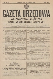 Gazeta Urzędowa Województwa Śląskiego. Dział Administracji Szkolnej. 1935, nr 9 (33)