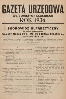 Gazeta Urzędowa Województwa Śląskiego. Dział Administracji Szkolnej. 1936, skorowidz alfabetyczny