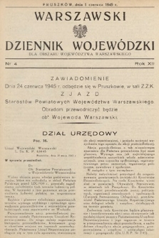 Warszawski Dziennik Wojewódzki : dla obszaru Województwa Warszawskiego. 1945, nr 4
