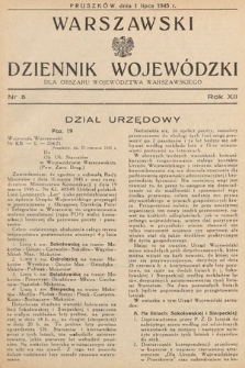 Warszawski Dziennik Wojewódzki : dla obszaru Województwa Warszawskiego. 1945, nr 5