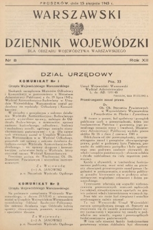 Warszawski Dziennik Wojewódzki : dla obszaru Województwa Warszawskiego. 1945, nr 8