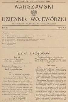 Warszawski Dziennik Wojewódzki : dla obszaru Województwa Warszawskiego. 1945, nr 11