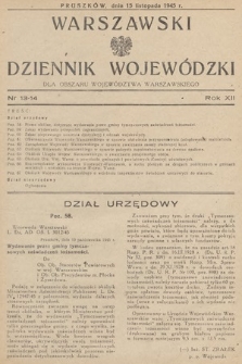 Warszawski Dziennik Wojewódzki : dla obszaru Województwa Warszawskiego. 1945, nr 13-14