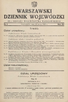 Warszawski Dziennik Wojewódzki : dla obszaru Województwa Warszawskiego. 1948, nr 5