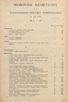 Warszawski Dziennik Wojewódzki. 1949, skorowidz alfabetyczny
