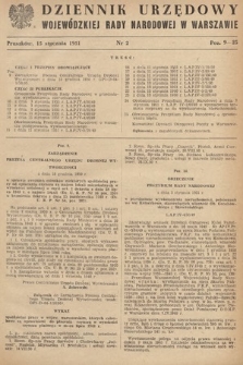 Dziennik Urzędowy Wojewódzkiej Rady Narodowej w Warszawie. 1951, nr 2