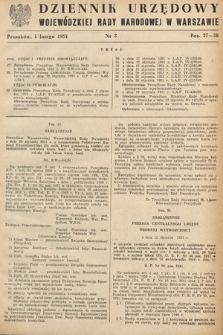 Dziennik Urzędowy Wojewódzkiej Rady Narodowej w Warszawie. 1951, nr 3