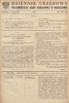 Dziennik Urzędowy Wojewódzkiej Rady Narodowej w Warszawie. 1951, nr 9