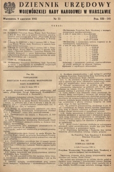 Dziennik Urzędowy Wojewódzkiej Rady Narodowej w Warszawie. 1951, nr 11