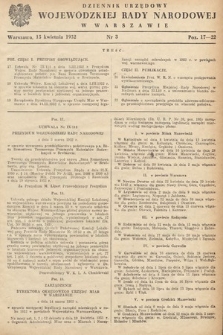 Dziennik Urzędowy Wojewódzkiej Rady Narodowej w Warszawie. 1952, nr 3