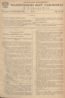 Dziennik Urzędowy Wojewódzkiej Rady Narodowej w Warszawie. 1952, nr 9