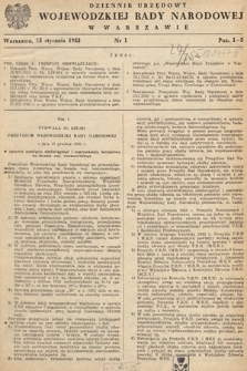 Dziennik Urzędowy Wojewódzkiej Rady Narodowej w Warszawie. 1953, nr 1