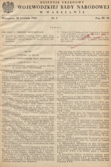 Dziennik Urzędowy Wojewódzkiej Rady Narodowej w Warszawie. 1953, nr 4