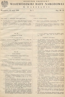 Dziennik Urzędowy Wojewódzkiej Rady Narodowej w Warszawie. 1953, nr 5