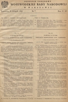 Dziennik Urzędowy Wojewódzkiej Rady Narodowej w Warszawie. 1953, nr 7