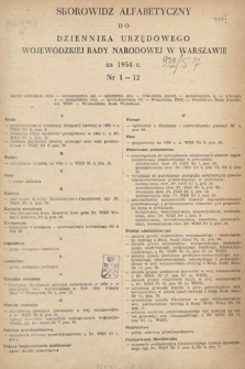 Dziennik Urzędowy Wojewódzkiej Rady Narodowej w Warszawie. 1954, skorowidz alfabetyczny