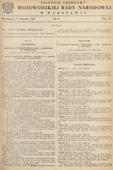 Dziennik Urzędowy Wojewódzkiej Rady Narodowej w Warszawie. 1954, nr 6