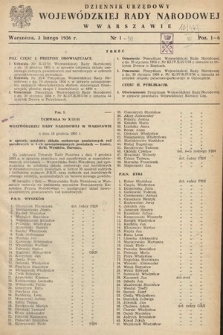 Dziennik Urzędowy Wojewódzkiej Rady Narodowej w Warszawie. 1956, nr 1