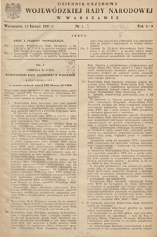 Dziennik Urzędowy Wojewódzkiej Rady Narodowej w Warszawie. 1957, nr 1