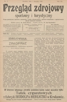 Przegląd Zdrojowy, Sportowy i Turystyczny : pismo poświęcone sprawom zdrojowisk i miejsc klimatycznych, sportowi krajowemu i zagranicznemu, jakoteż sprawom turystyki. 1908, nr 9