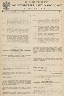 Dziennik Urzędowy Wojewódzkiej Rady Narodowej w Warszawie. 1962, nr 4