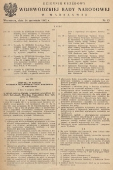 Dziennik Urzędowy Wojewódzkiej Rady Narodowej w Warszawie. 1962, nr 13