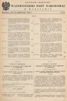 Dziennik Urzędowy Wojewódzkiej Rady Narodowej w Warszawie. 1962, nr 16