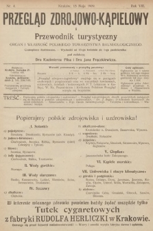Przegląd Zdrojowo-Kąpielowy i Przewodnik Turystyczny : organ i własność Polskiego Towarzystwa Balneologicznego. 1909, nr 4