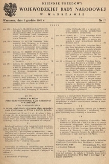 Dziennik Urzędowy Wojewódzkiej Rady Narodowej w Warszawie. 1962, nr 17