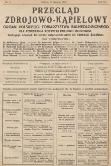 Przegląd Zdrojowo-Kąpielowy : Organ Polskiego Towarzystwa Balneologicznego dla popierania rozwoju polskich uzdrowisk. 1926, nr 4