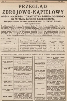 Przegląd Zdrojowo-Kąpielowy : Organ Polskiego Towarzystwa Balneologicznego dla popierania rozwoju polskich uzdrowisk. 1926, nr 5