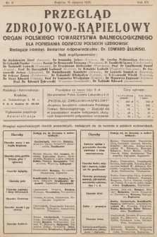 Przegląd Zdrojowo-Kąpielowy : Organ Polskiego Towarzystwa Balneologicznego dla popierania rozwoju polskich uzdrowisk. 1926, nr 8