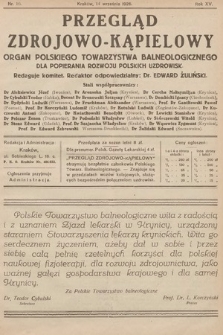 Przegląd Zdrojowo-Kąpielowy : Organ Polskiego Towarzystwa Balneologicznego dla popierania rozwoju polskich uzdrowisk. 1926, nr 10