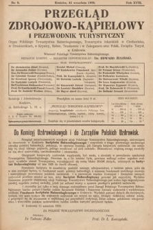 Przegląd Zdrojowo-Kąpielowy i Przewodnik Turystyczny : organ Polskiego Towarzystwa Balneologicznego, Towarzystw lekarskich w Ciechocinku, w Druskienikach, w Krynicy i w Rabce oraz Polskiego Związku Turystycznego w Krakowie. 1929, nr 9