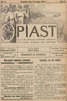 Piast : tygodnik polityczny, społeczny, oświatowy, poświęcony sprawom ludu polskiego. 1914, nr 8