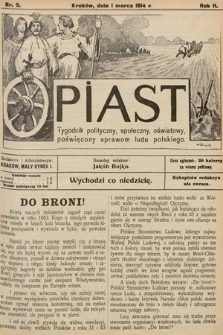 Piast : tygodnik polityczny, społeczny, oświatowy, poświęcony sprawom ludu polskiego. 1914, nr 9