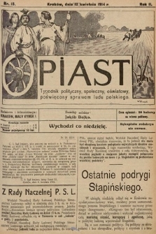 Piast : tygodnik polityczny, społeczny, oświatowy, poświęcony sprawom ludu polskiego. 1914, nr 15