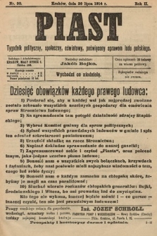 Piast : tygodnik polityczny, społeczny, oświatowy, poświęcony sprawom ludu polskiego. 1914, nr 30