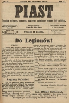 Piast : tygodnik polityczny, społeczny, oświatowy, poświęcony sprawom ludu polskiego. 1914, nr 37