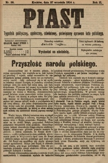 Piast : tygodnik polityczny, społeczny, oświatowy, poświęcony sprawom ludu polskiego. 1914, nr 39
