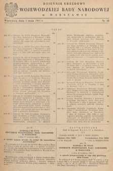 Dziennik Urzędowy Wojewódzkiej Rady Narodowej w Warszawie. 1963, nr 10